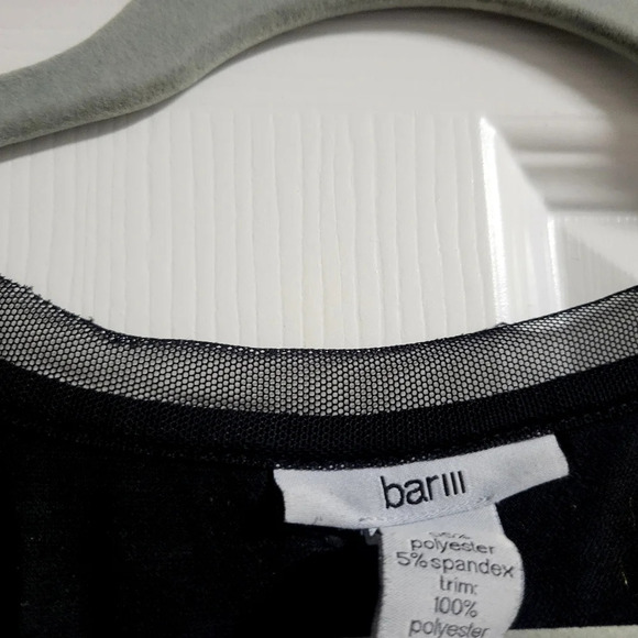 Bar III - Black Athletic Top with Mesh Trim, Size M - Picture 2 of 5